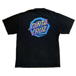 Vtg Santa Cruz Skateboards T-Shirt Surf Skate 2-Sided Spell Out Logo Tee Sz S/M